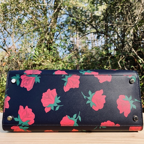 Kate Spade Madison Rose Toss Printed Medium Satchel Handbag Crossbody Strap - Picture 9 of 11